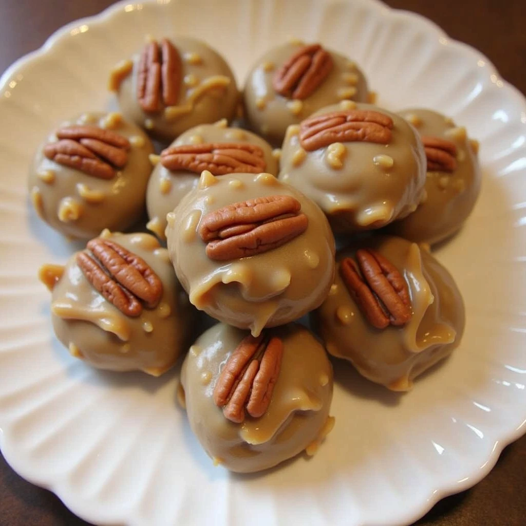 New Orleans pralines with pecans on a wax paper