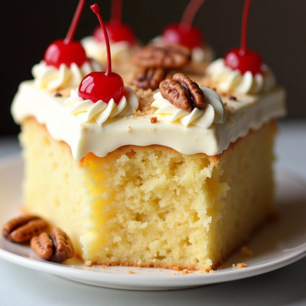 Elvis Presley's cake with cream cheese frosting and pineapple topping