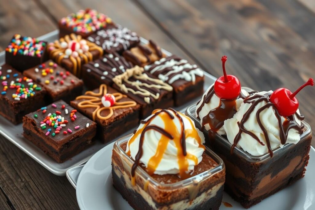 Gourmet brownies and brownie sundaes