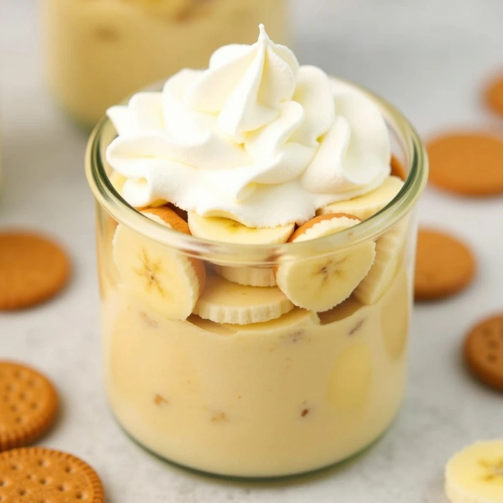 Homemade banana pudding with sliced bananas and vanilla wafers