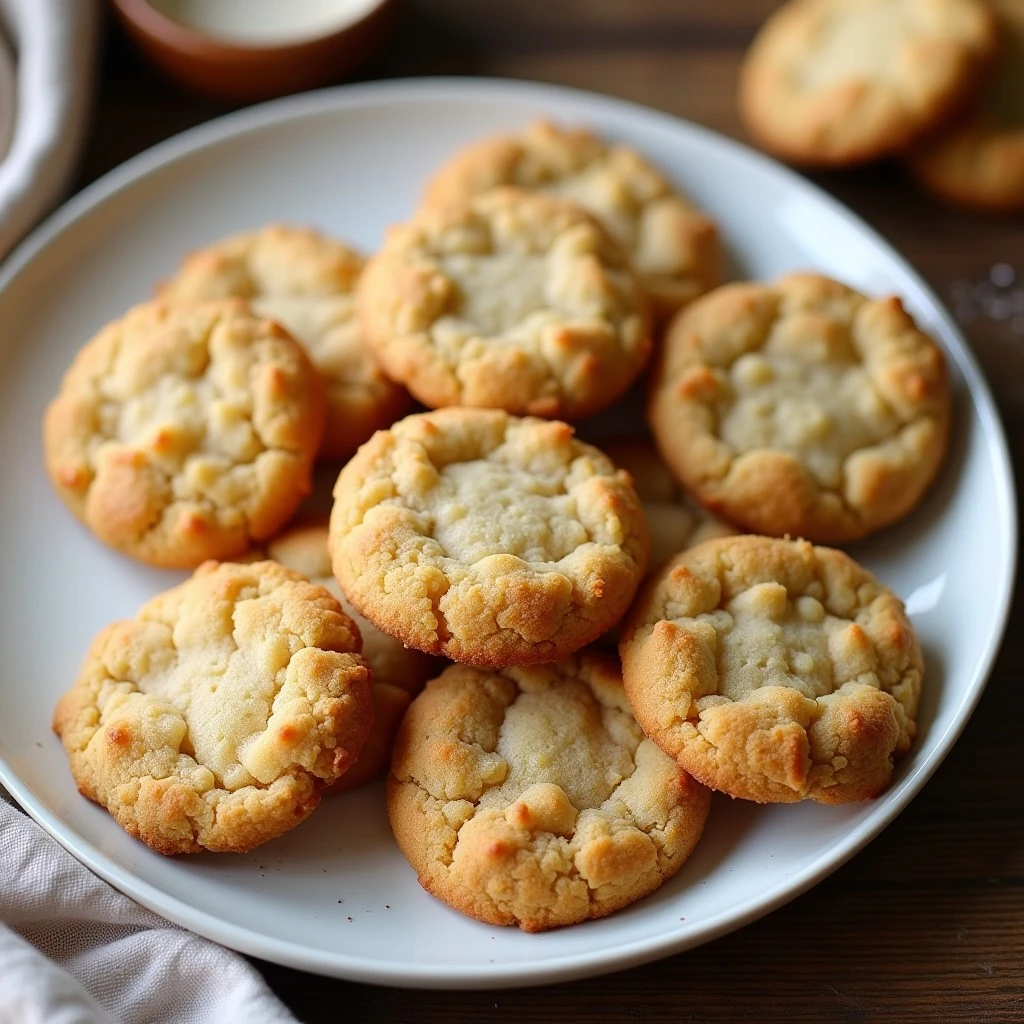 A stack of soft and chewy cookies on a cooling rack