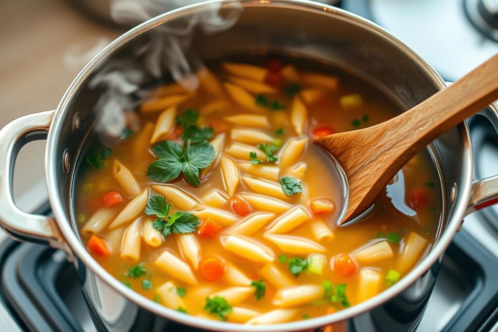 How to cook penne in broth?